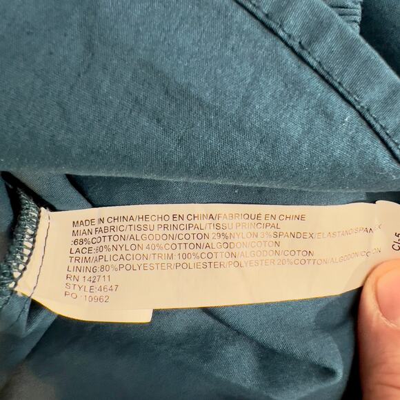 Eloquii Blouse Top Woman 18 Blue Elastic Cuffs Tie Back Plain Front w/ Darts - Picture 14 of 16